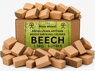 The Stove Wizard Beech Wood Smoking Chunks Bbq Smokers 1.5Kg Natural Eco Friendly from B&Q