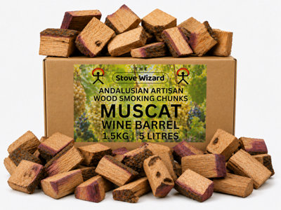 The Stove Wizard Muscat Wine Barrel Wood Smoking Chunks Bbq Smokers 1.5Kg Natural from B&Q