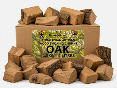 The Stove Wizard Oak Wood Smoking Chunks Bbq Smokers 1.5Kg Natural Eco Friendly from B&Q