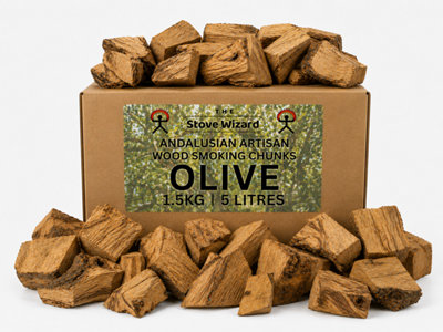 The Stove Wizard Olive Wood Smoking Chunks Bbq Smokers 1.5Kg Natural Eco Friendly from B&Q