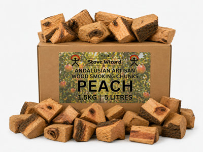 The Stove Wizard Peach Wood Smoking Chunks Bbq Smokers 1.5Kg Natural Eco Friendly from B&Q
