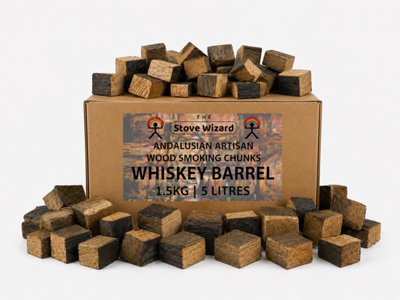 The Stove Wizard Whiskey Barrel Wood Smoking Chunks Bbq Smokers 1.5Kg Natural from B&Q
