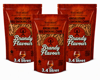 The Stove Wizard Brandy Barrel Smoking Chips Bbq Smokers 850G 3 Pack Natural