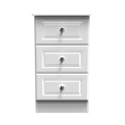 Windsor 3 Drawer Bedside Cabinet In White Gloss (Ready Assembled) from B&Q