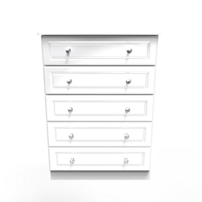 Windsor 5 Drawer Chest In White Gloss (Ready Assembled) from B&Q