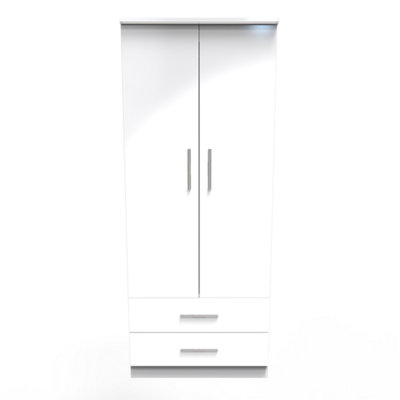 Harrow 2 Door 2 Drawer Wardrobe In White Gloss (Ready Assembled) from B&Q