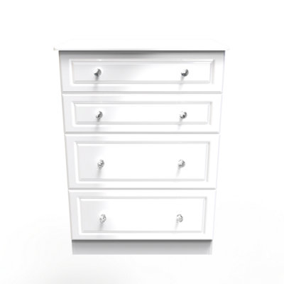 B&Q Windsor 4 Drawer Deep Chest In Gloss (Ready Assembled) White
