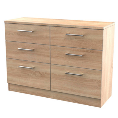 Brindisi Ready Assembled Matt Oak Effect 6 Drawer Chest (H)795mm (W)1120mm (D)415mm from B&Q