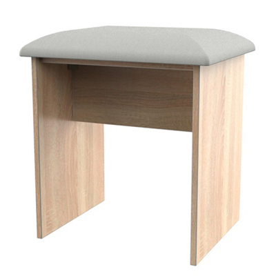 B&Q Ready Assembled Oak Effect Padded Stool