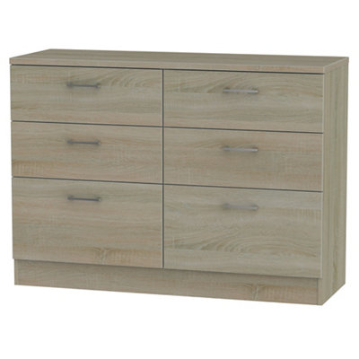 Tenby Ready Assembled Matt Dark Oak Effect 6 Drawer Midi Chest Of Drawers (H)795mm (W)1120mm (D)415mm from B&Q