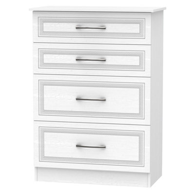 B&Q Stafford 4 Drawer Deep Chest In Signature (Ready Assembled) White