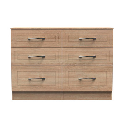 Stafford 6 Drawer Wide Chest In Bardolino Oak (Ready Assembled) from B&Q