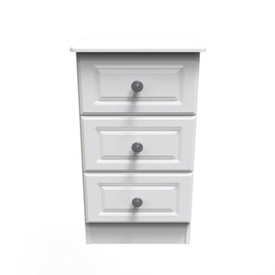 Kendal 3 Drawer Bedside Cabinet In White Ash (Ready Assembled) from B&Q