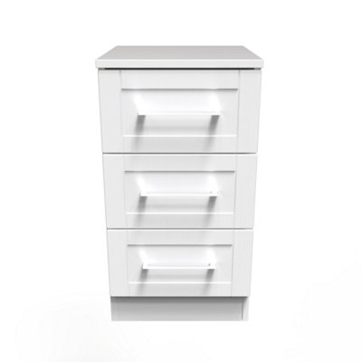 Ripon 3 Drawer Bedside Cabinet In White Ash (Ready Assembled) from B&Q