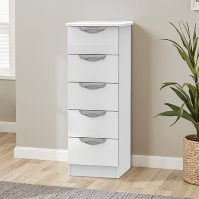Ready Assembled 2 U Unisex White Holborn 5 Drawer Tallboy (Ready Assembled) In | : Medium - Image 5