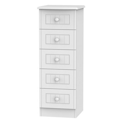 Vittoria Ready Assembled High Gloss White No Effect 5 Drawer Chest (H)1075mm (W)395mm (D)415mm from B&Q