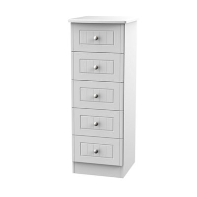 Vittoria Ready Assembled Matt Grey No Effect 5 Drawer Chest (H)1075mm (W)395mm (D)415mm from B&Q