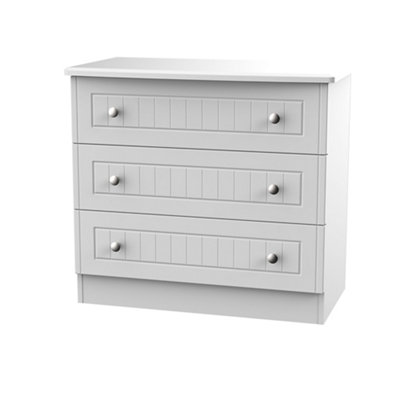 Vittoria Ready Assembled Matt Grey No Effect 3 Drawer Chest (H)695mm (W)765mm (D)415mm from B&Q