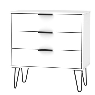 Ready Assembled Matt White No Effect 3 Drawer Chest (H)740mm (W)765mm (D)395mm from B&Q