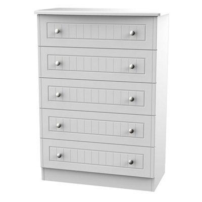 Vittoria Ready Assembled Matt Grey No Effect 5 Drawer Chest (H)1075mm (W)765mm (D)415mm from B&Q