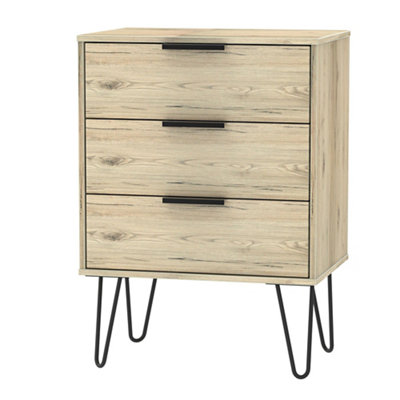 Ready Assembled Matt Oak Effect 3 Drawer Midi Chest (H)740mm (W)575mm (D)395mm from B&Q