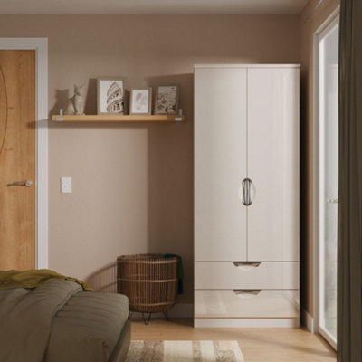 Rovigo Ready Assembled Matt Kashmir 2 Drawer Double Wardrobe (H)1824mm (W)738mm (D)530mm from B&Q