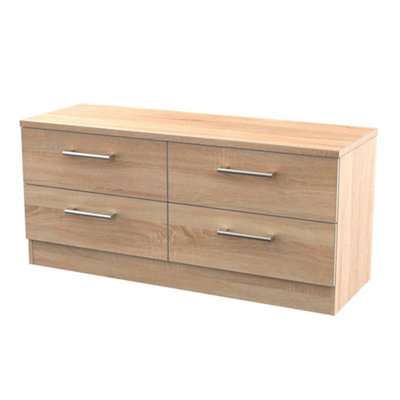 Brindisi Ready Assembled Matt Oak Effect 4 Drawer Chest (H)505mm (W)1120mm (D)415mm from B&Q