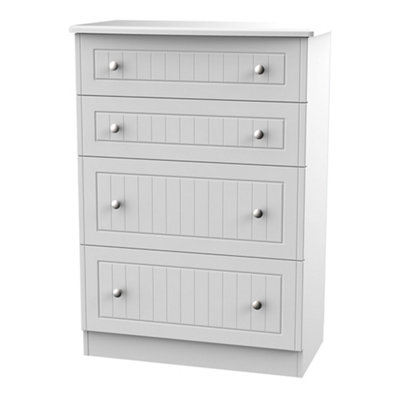 Vittoria Ready Assembled Matt Grey No Effect 4 Drawer Deep Chest (H)1075mm (W)765mm (D)415mm from B&Q