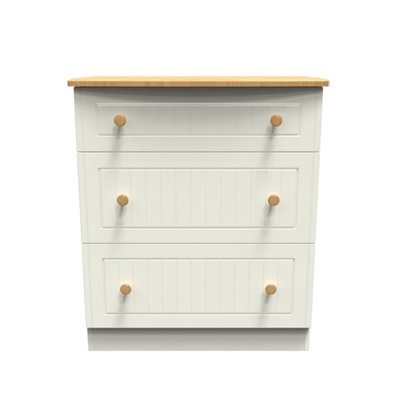 Lancaster 3 Drawer Deep Chest In Cream & Oak (Ready Assembled) from B&Q