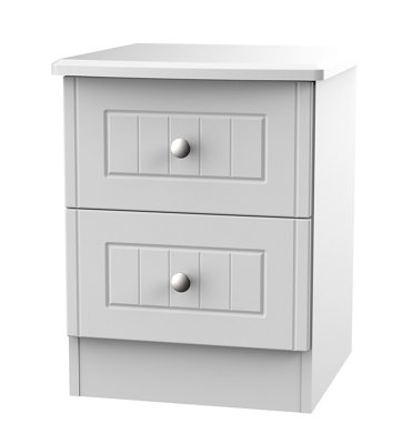 Vittoria Ready Assembled Matt Grey No Effect 2 Drawer Compact Bedside Table (H)505mm (W)395mm (D)415mm from B&Q