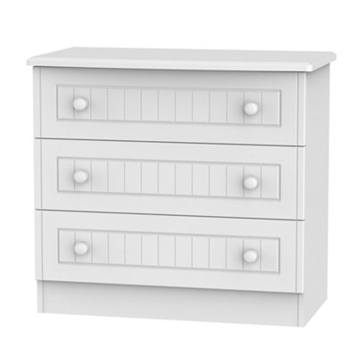Vittoria Ready Assembled Matt White No Effect 3 Drawer Chest (H)695mm (W)765mm (D)415mm from B&Q