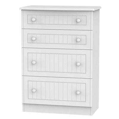Vittoria Ready Assembled Matt White No Effect 4 Drawer Deep Chest (H)1075mm (W)765mm (D)415mm from B&Q