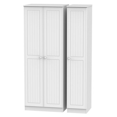 B&Q Ready Assembled Contemporary Matt Tall Triple Wardrobe (H)1970Mm (W)1110Mm (D)530Mm White