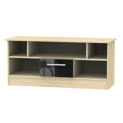 Trent 1 Drawer Open Tv Unit In Black & Black Matt (Ready Assembled) from B&Q