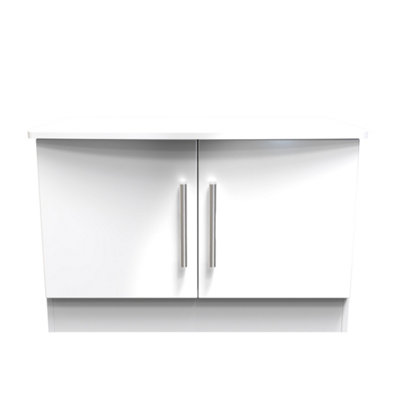 Harrow Compact 2 Door Tv & Media Unit In White Gloss (Ready Assembled) from B&Q