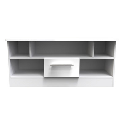 Harrow 1 Drawer Tv & Media Unit In White Gloss (Ready Assembled) from B&Q
