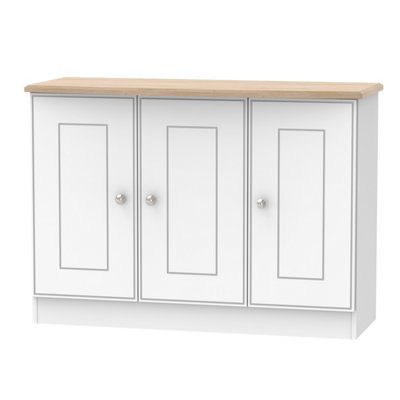 B&Q Albert 3 Door Sideboard In Ash & Oak (Ready Assembled) White