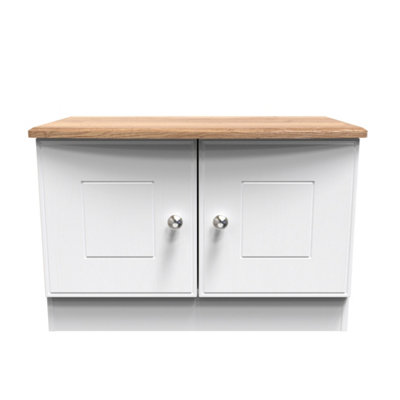 Albert Compact 2 Door Tv & Media Unit In White Ash & Oak (Ready Assembled) from B&Q