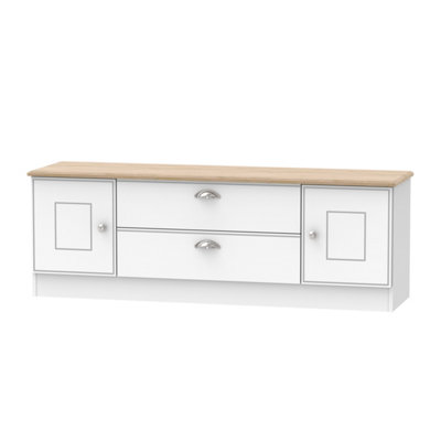  - Albert 2 Door 2 Drawer Superwide Tv Unit In White Ash & Oak (Ready Assembled)