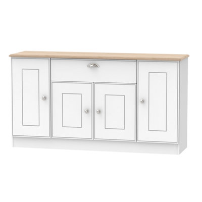 B&Q Albert 4 Door 1 Drawer Wide Unit In Ash & Oak (Ready Assembled) White