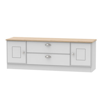 - Albert 2 Door 2 Drawer Superwide Tv Unit In Grey Matt & Oak (Ready Assembled)