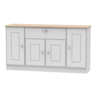  - Albert 4 Door 1 Drawer Wide Unit In Grey Matt & Oak (Ready Assembled)