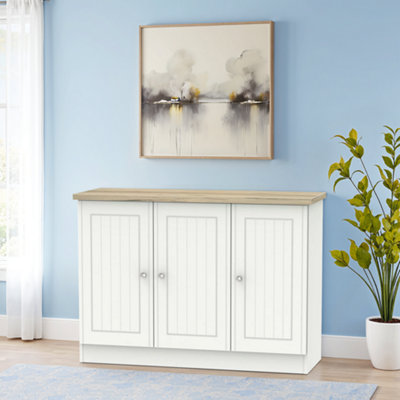 Ready Assembled White & Oak Sideboard (H)790mm (W)1120mm from B&Q