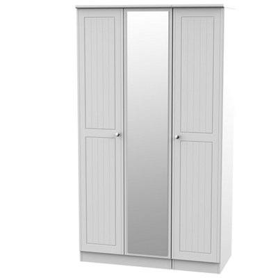 B&Q Grey Ready Assembled Contemporary Matt Tall Triple Wardrobe (H)1970Mm (W)1110Mm (D)530Mm