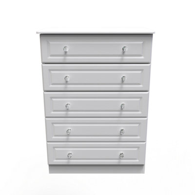 B&Q Stratford 5 Drawer Chest In Ash (Ready Assembled) White