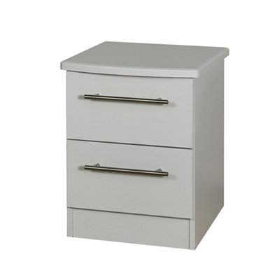 Bergamo Ready Assembled Matt Grey No Effect 2 Drawer Bedside Table (H)505mm (W)395mm (D)415mm from B&Q