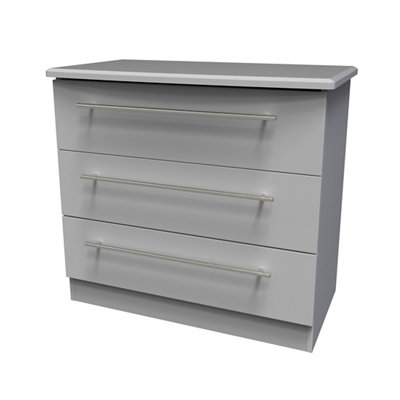 Bergamo Ready Assembled Matt Grey No Effect 3 Drawer Chest (H)695mm (W)765mm (D)415mm from B&Q