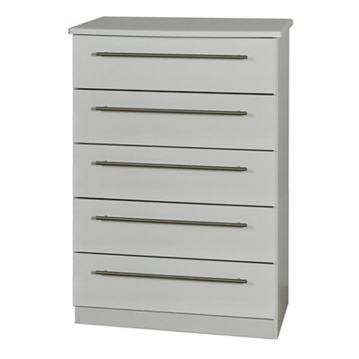 Bergamo Ready Assembled Matt Grey 5 Drawer Chest (H)1075mm (W)765mm (D)415mm from B&Q