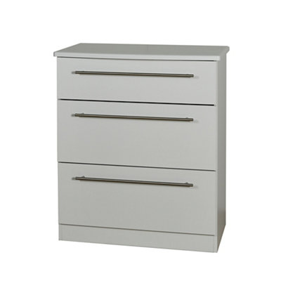 Bergamo Ready Assembled Matt Grey No Effect 3 Drawer Chest (H)885mm (W)765mm (D)415mm from B&Q