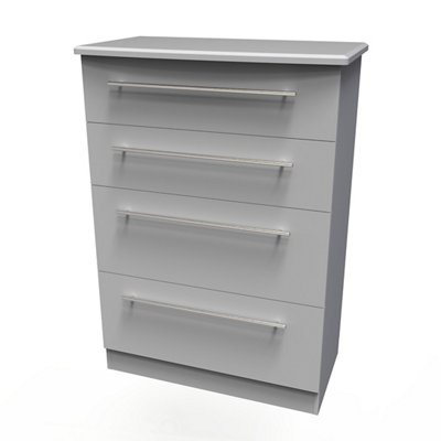 Bergamo Ready Assembled Matt Grey No Effect 4 Drawer Chest (H)1075mm (W)765mm (D)415mm from B&Q